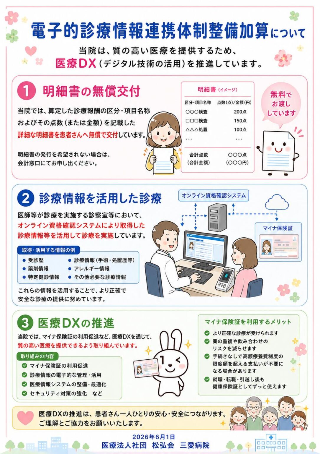 画像:医療 DX 電子的診療情報連携体制整備加算について